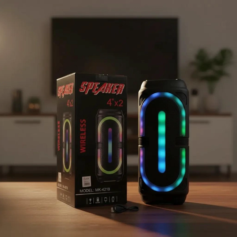 PARLANTE BLUETOOTH INALAMBRICO DUAL CON 4 LUCES LED - 2