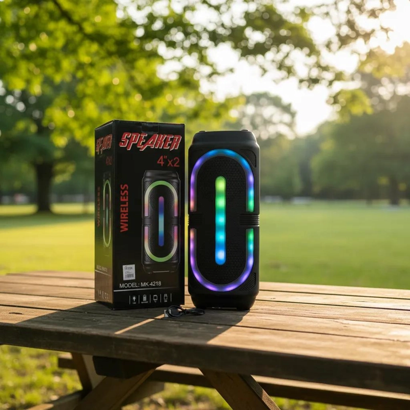 PARLANTE BLUETOOTH INALAMBRICO DUAL CON 4 LUCES LED - 4