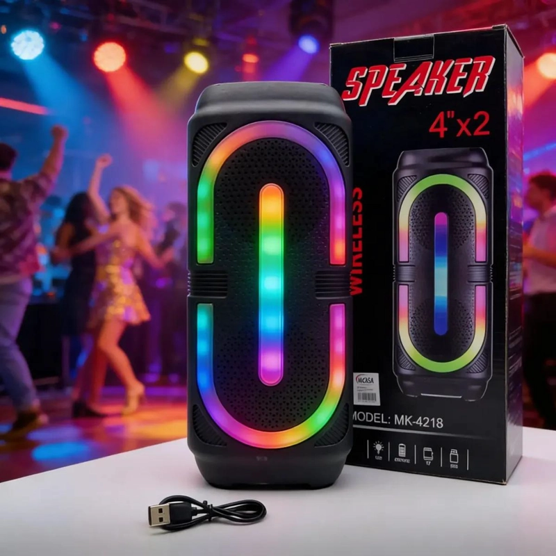 PARLANTE BLUETOOTH INALAMBRICO DUAL CON 4 LUCES LED - 5