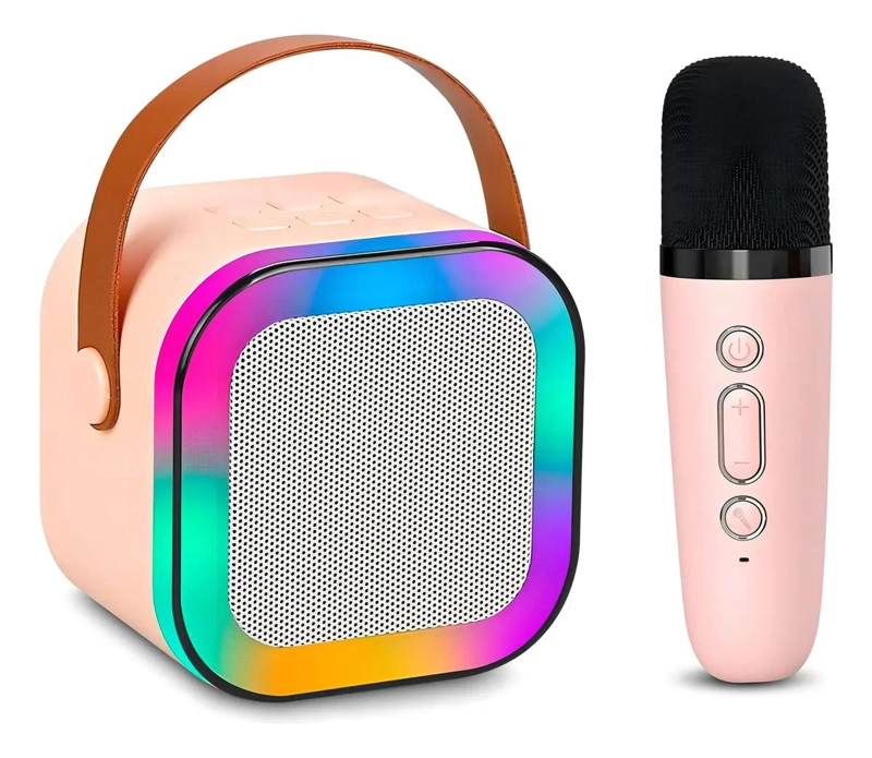 PARLANTE KARAOKE PORTATIL BLUETOOTH ROSA - 1