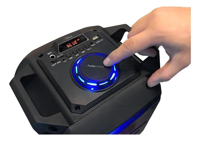 PARLANTE KARAOKE BLUETOOTH RGB CON MICROFONO NEGRO - 3