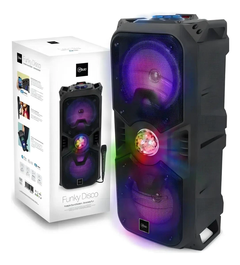 PARLANTE KARAOKE BLUETOOTH RGB CON MICROFONO NEGRO - 4