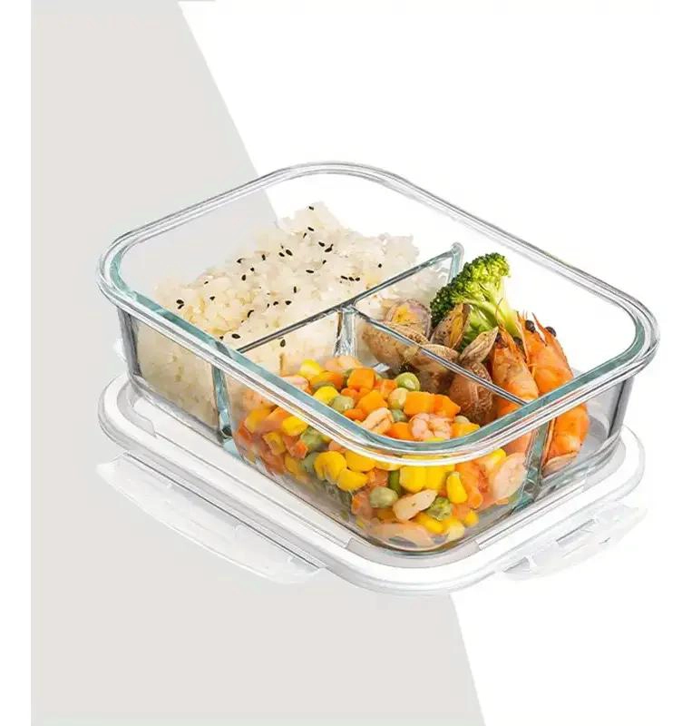 TUPPER DE VIDRIO CON 3 DIVISIONES HERME TICO PARA COMIDA - 1