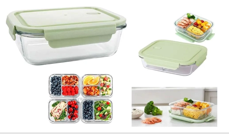 TUPPER DE VIDRIO CON 3 DIVISIONES HERME TICO PARA COMIDA - 4
