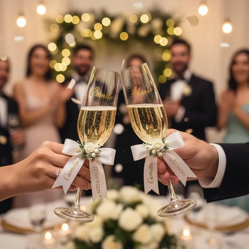 PACK 2 COPAS DE MATRIMONIO PERSONALIZADAS CON CINTA - 3