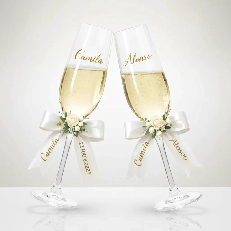 PACK 2 COPAS DE MATRIMONIO PERSONALIZADAS CON CINTA - 5