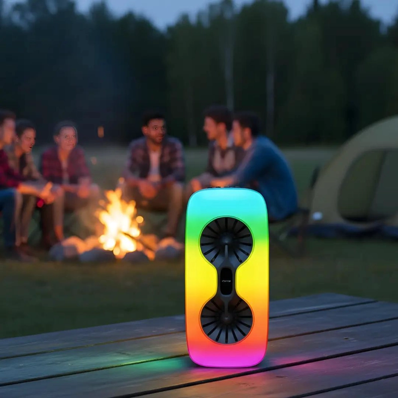 PARLANTE PORTATIL BLUETOOTH CON LUZ LED Y RADIO FM - 4