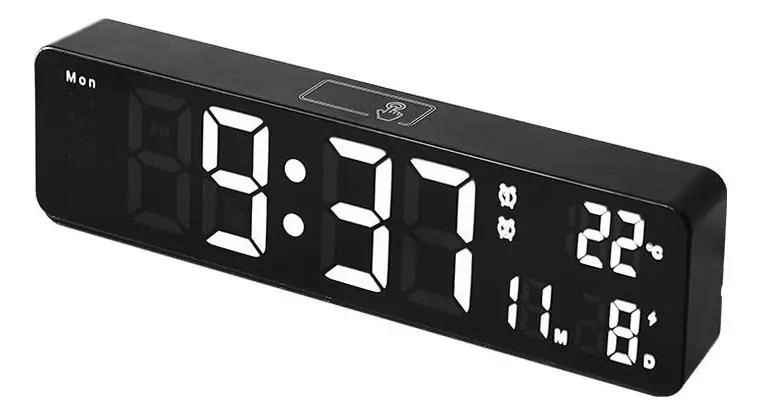 RELOJ DESPERTADOR LED CON FECHA Y TEMPERATURA NEGRO - 1