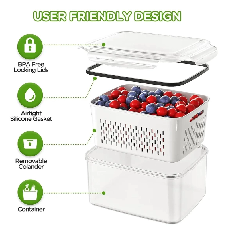 SET 5 ORGANIZADORES PARA REFRIGERADOR CON TAPA - 4