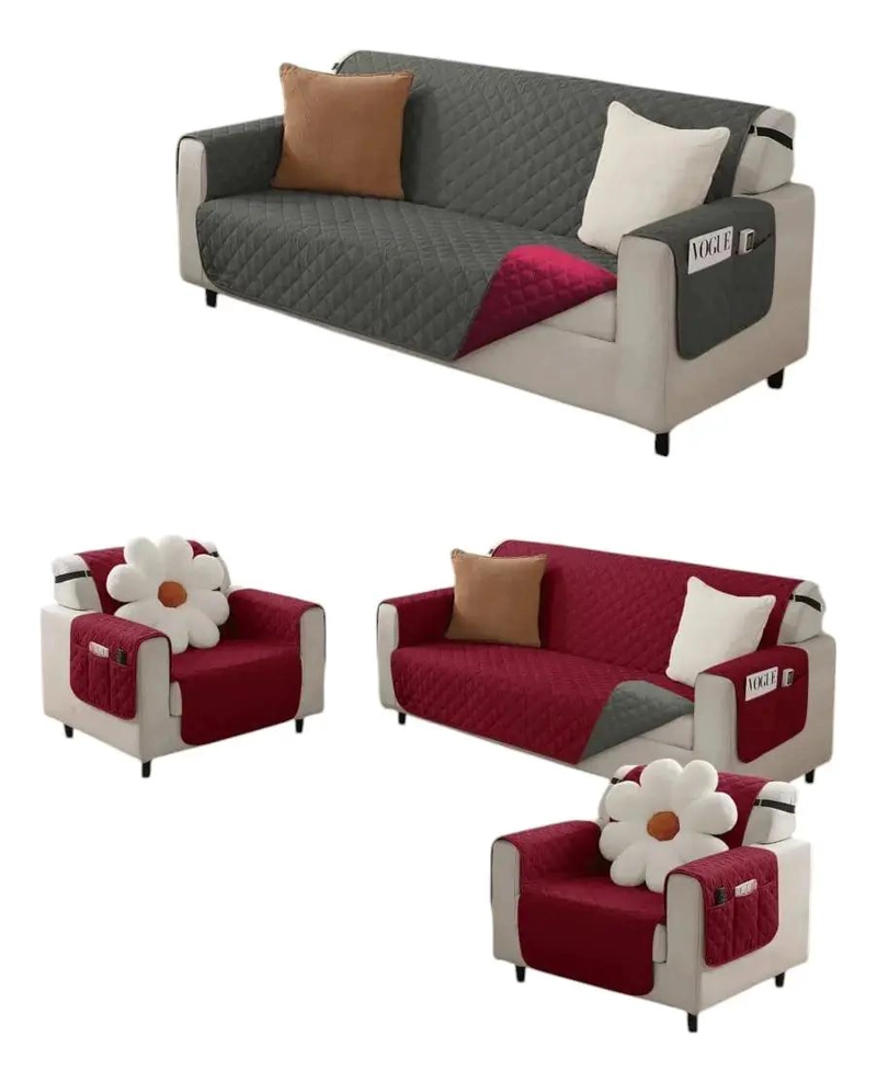 FUNDA IMPERMEABLE REVERSIBLE PARA SOFA 3+1+1 - 2