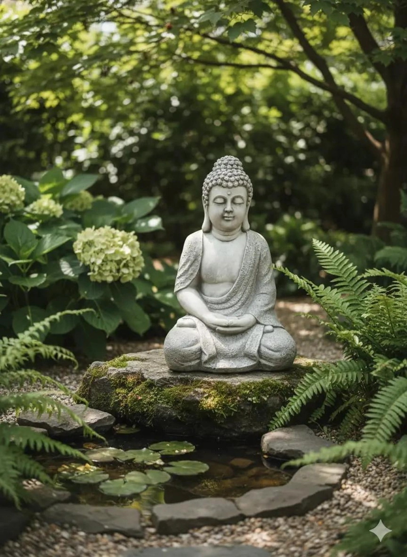 ESTATUA BUDA MEDITACION DECORATIVA GRIS 28X38.5X59 CM - 4