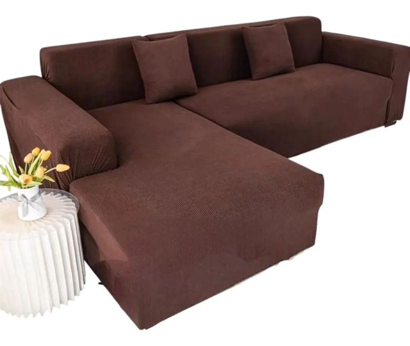 CUBRE SOFA TIPO L CON DISEÑO CUADRICULADO PARA SALA - 1