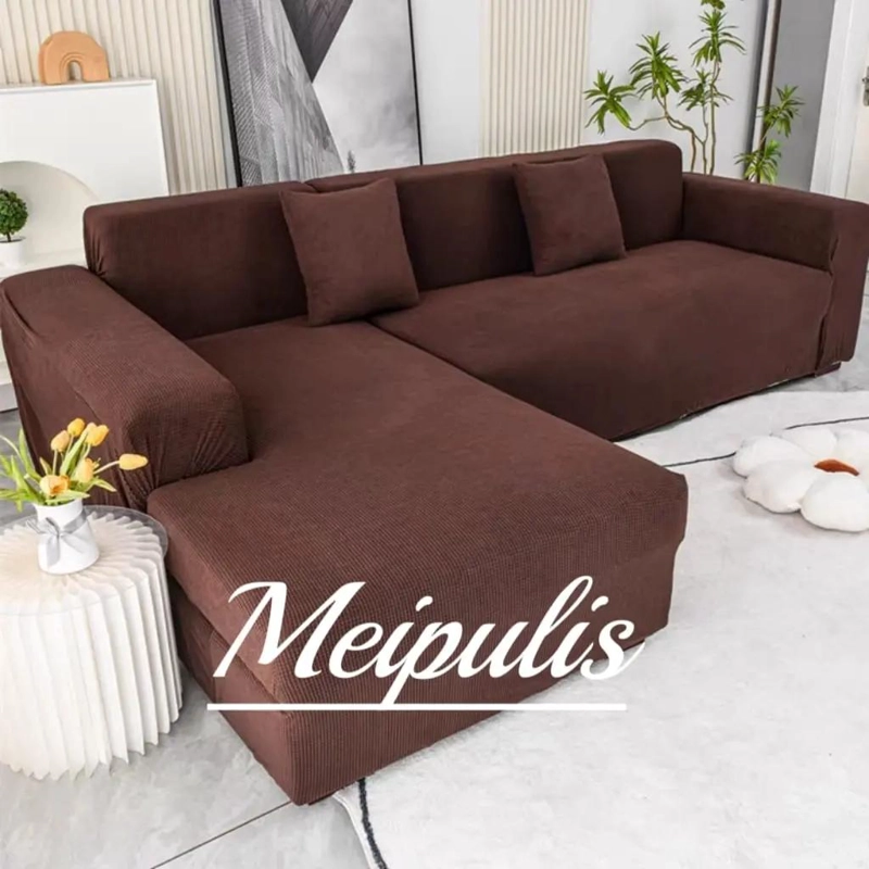 CUBRE SOFA TIPO L CON DISEÑO CUADRICULADO PARA SALA - 5