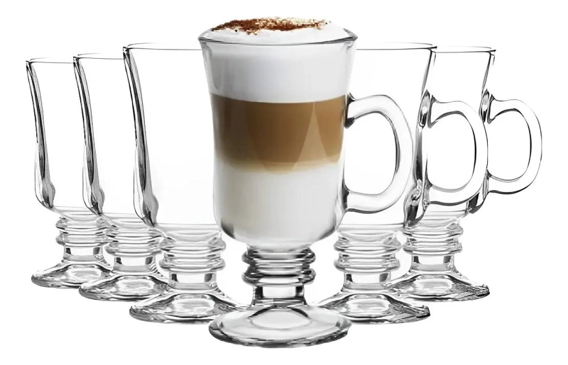 SET DE 6 TAZAS DE VIDRIO PARA CAFE  CAPUCHINO 250ML - 3