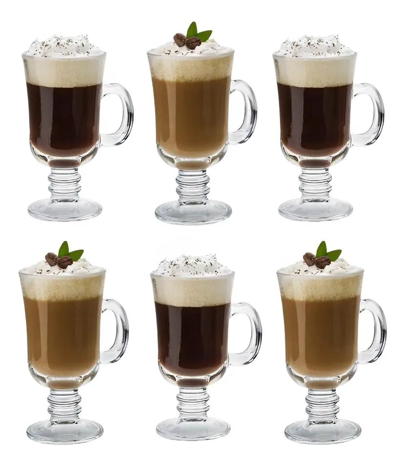 SET DE 6 TAZAS DE VIDRIO PARA CAFE  CAPUCHINO 250ML - 4