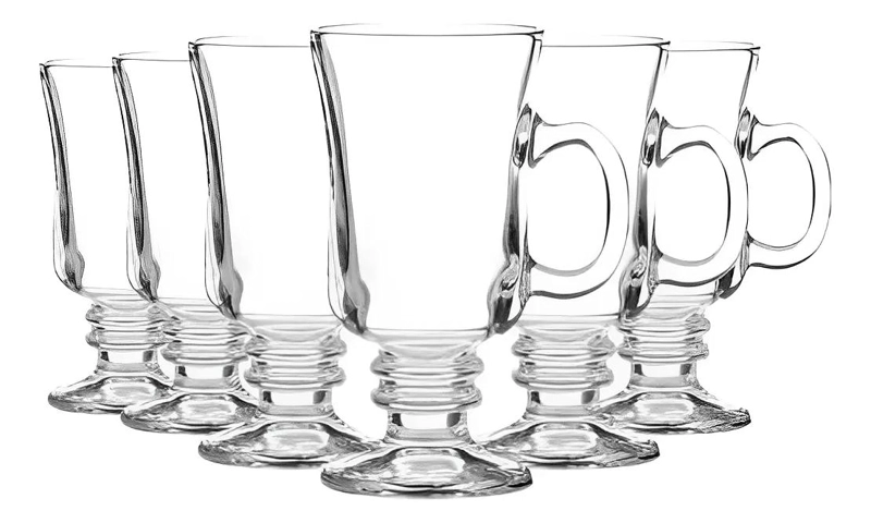 SET DE 6 TAZAS DE VIDRIO PARA CAFE  CAPUCHINO 250ML - 5