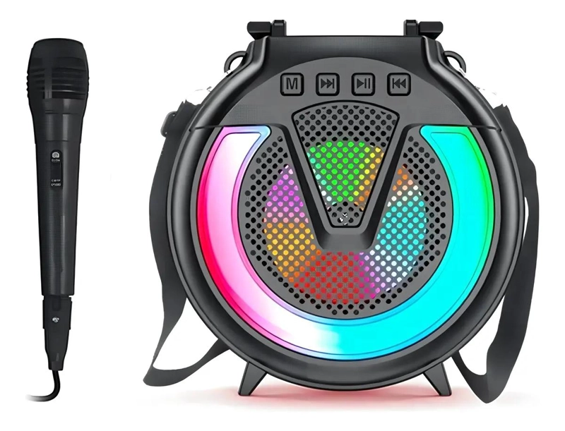 PARLANTE BLUETOOTH KARAOKE CON MICROFONO Y LUCES RGB - 1