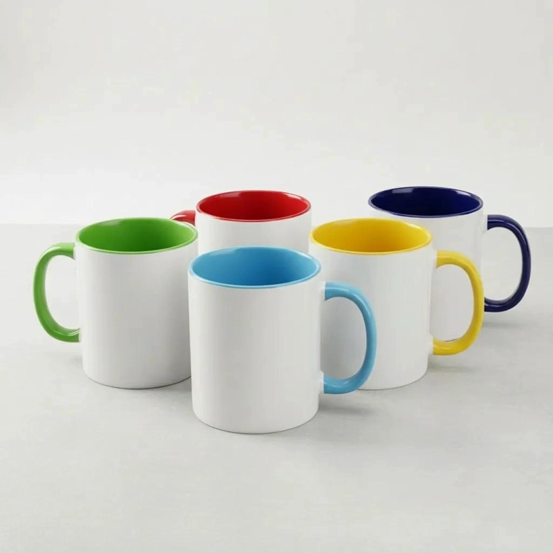 PACK 12 TAZAS 11 OZ INTERIOR Y MANGO COLOR - 5