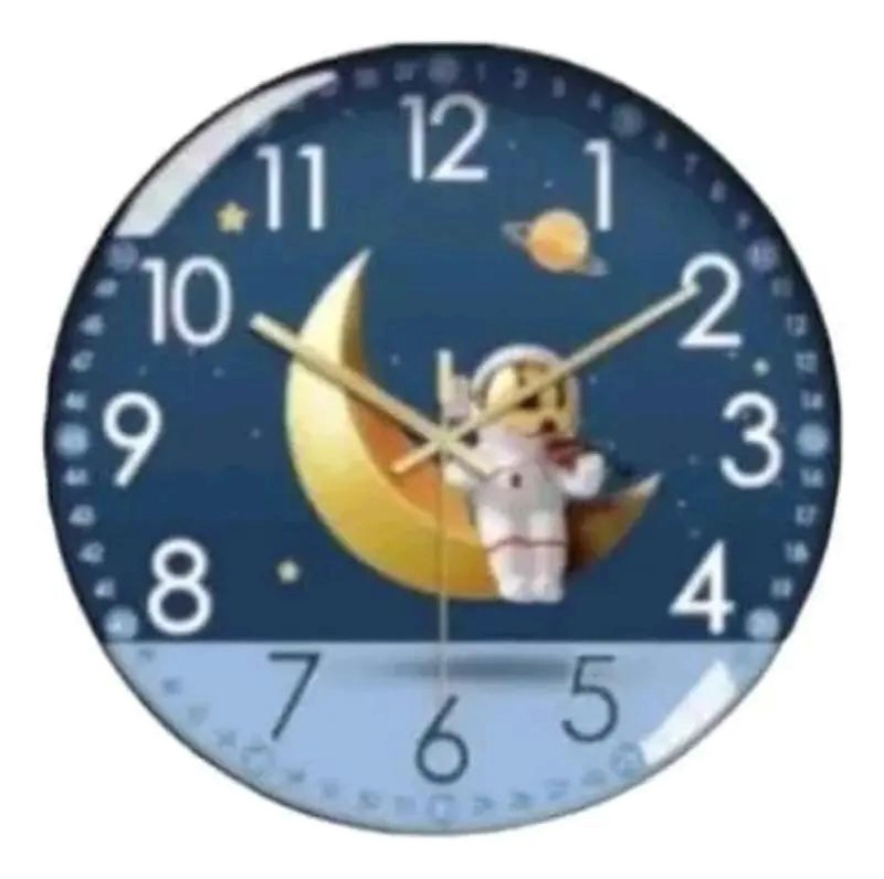 RELOJ SILENCIOSO INFANTIL CON DISEÑO DE ASTRONAUTA Y LUNA - 1