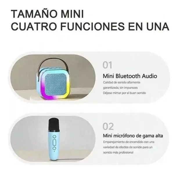MINI PARLANTE PORTATIL KARAOKE BLUETOOTH CON MICROFONO - 2