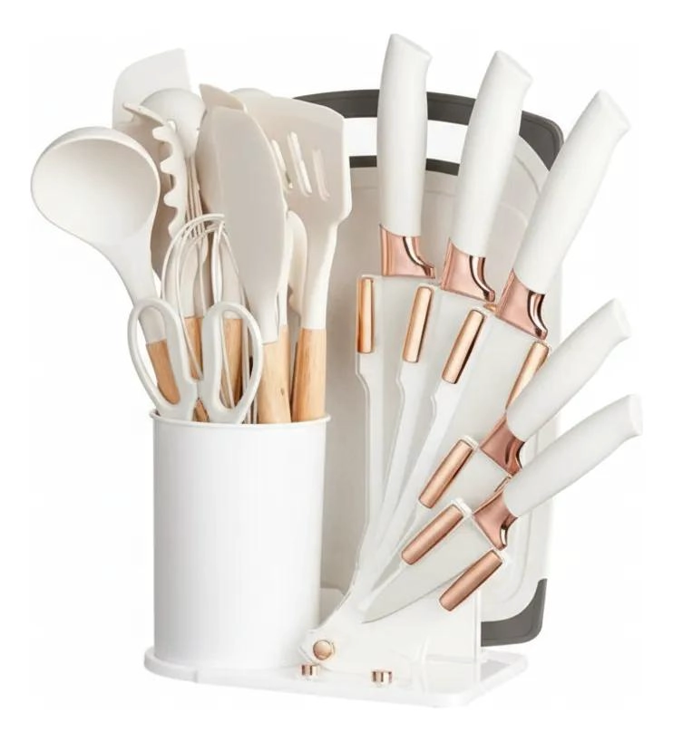 SET COMPLETO DE 19 UTENSILIOS DE COCINA EN SILICONA RESISTENTE Y ERGONOMICOS - 1