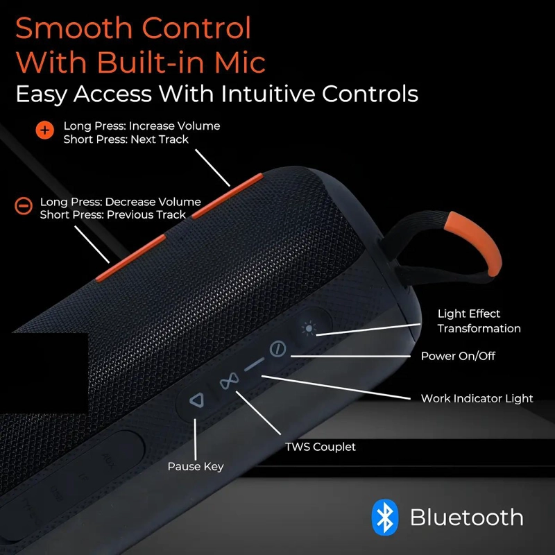 PARLANTE BLUETOOTH PORTATIL CON LUCES RGB Y DISEÑO EN PIE - 5