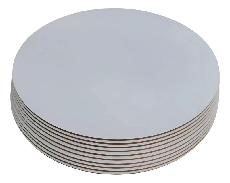 BANDEJA REDONDA BLANCA DE MDF PARA TORTAS SET 10 UNIDADES - 1