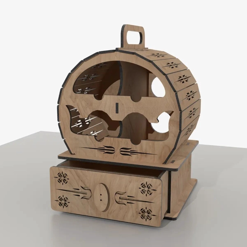 CAJA DE MADERA PARA 4 BOTELLAS DE VINO CON CAJON - 3