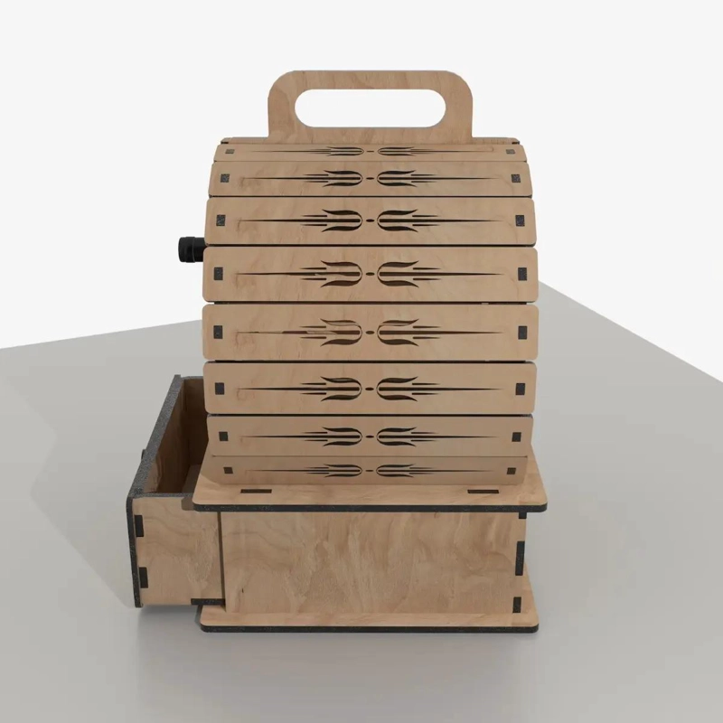 CAJA DE MADERA PARA 4 BOTELLAS DE VINO CON CAJON - 4