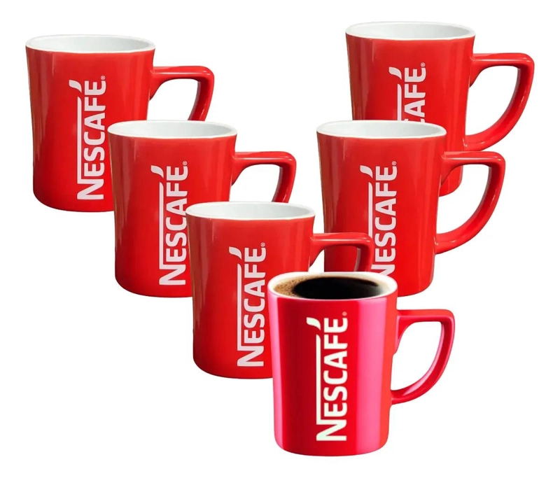 SET DE 6 TAZAS CERAMICA 200CC COLOR ROJO - 1