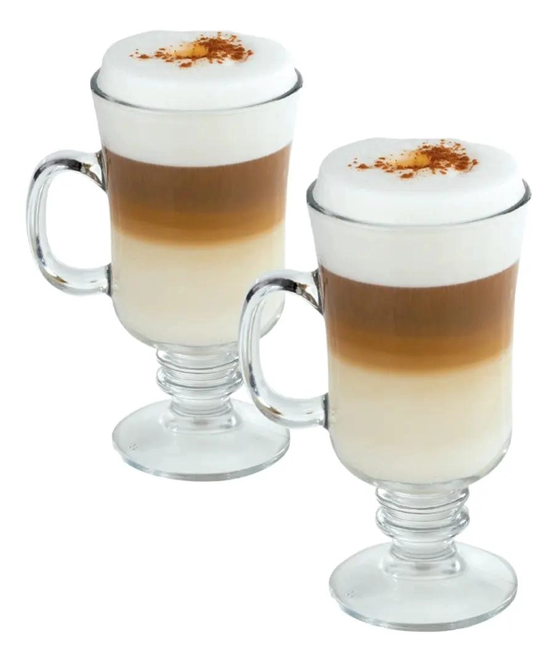 SET 6 TAZAS VIDRIO PARA CAFE  CAPUCHINO 250ML CON CUCHARAS - 2