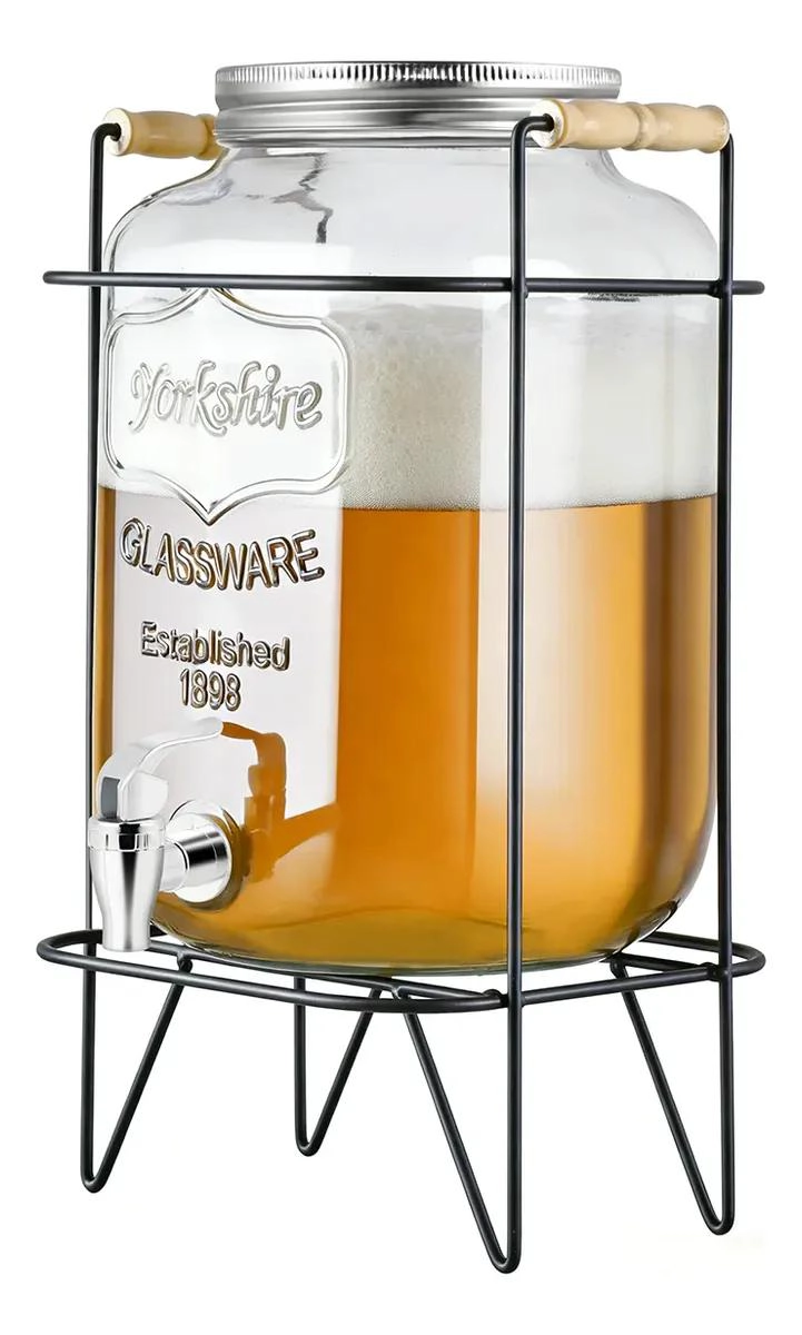 DISPENSADOR DE BEBIDAS DE VIDRIO CON SOPORTE 4L - 1