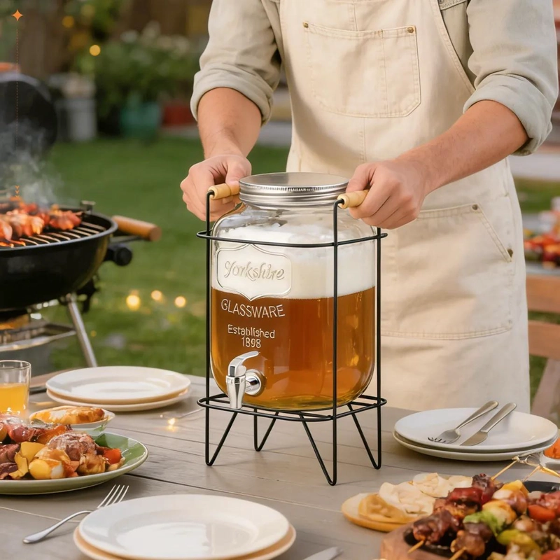 DISPENSADOR DE BEBIDAS DE VIDRIO CON SOPORTE 4L - 3