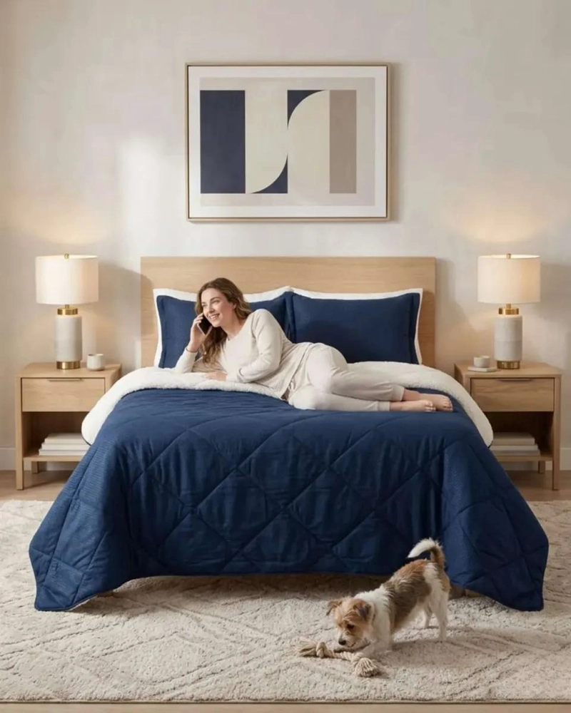 PLUMON 2 PLAZAS DISEÑO EMBOSSED SHERPA LUJO - 5