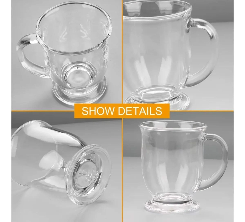 SET 6 TAZAS GRANDES DE VIDRIO PARA TE  Y CAFE  490ML - 5