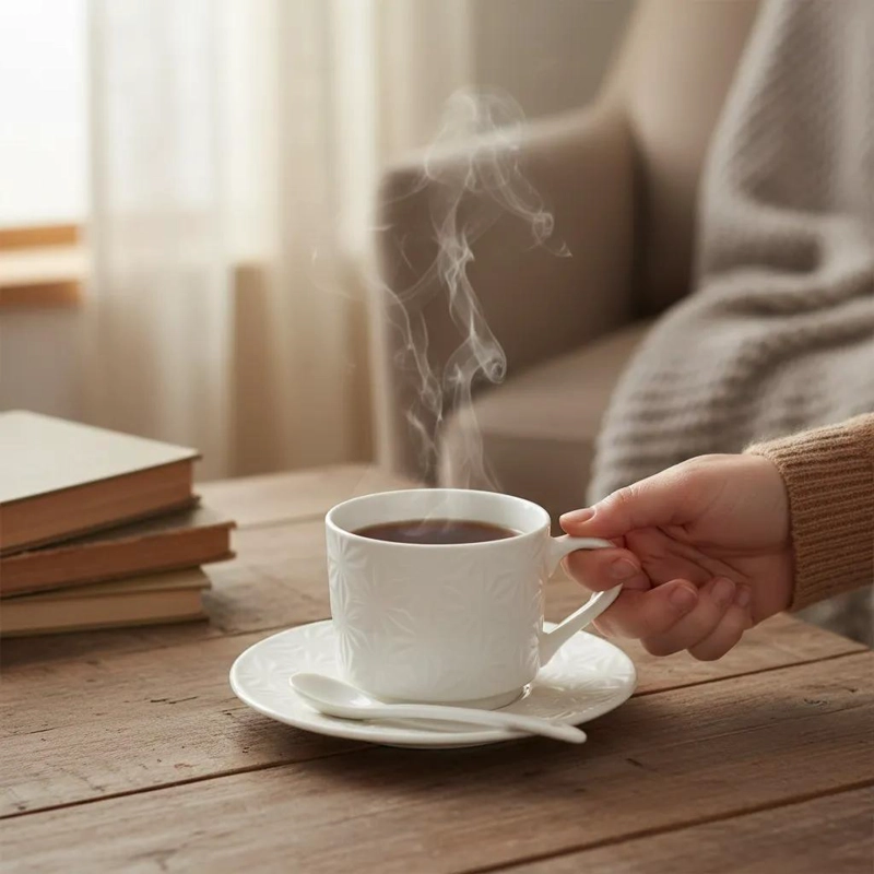 TAZA DE CERAMICA CON PLATO 240 ML PARA CAFE  Y TE - 2