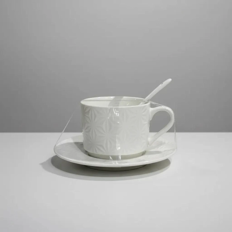 TAZA DE CERAMICA CON PLATO 240 ML PARA CAFE  Y TE - 4