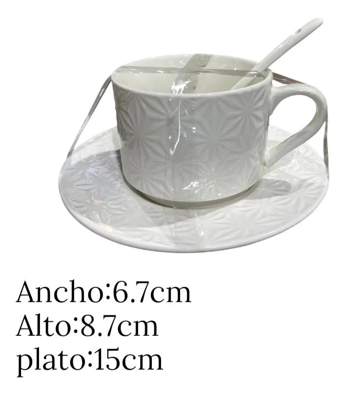 TAZA DE CERAMICA CON PLATO 240 ML PARA CAFE  Y TE - 5