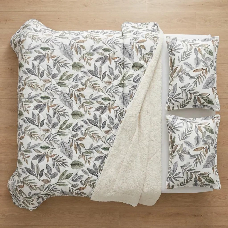 CUBRECAMA 2 PLAZAS FLANNEL CON SHERPA GRIS - 3
