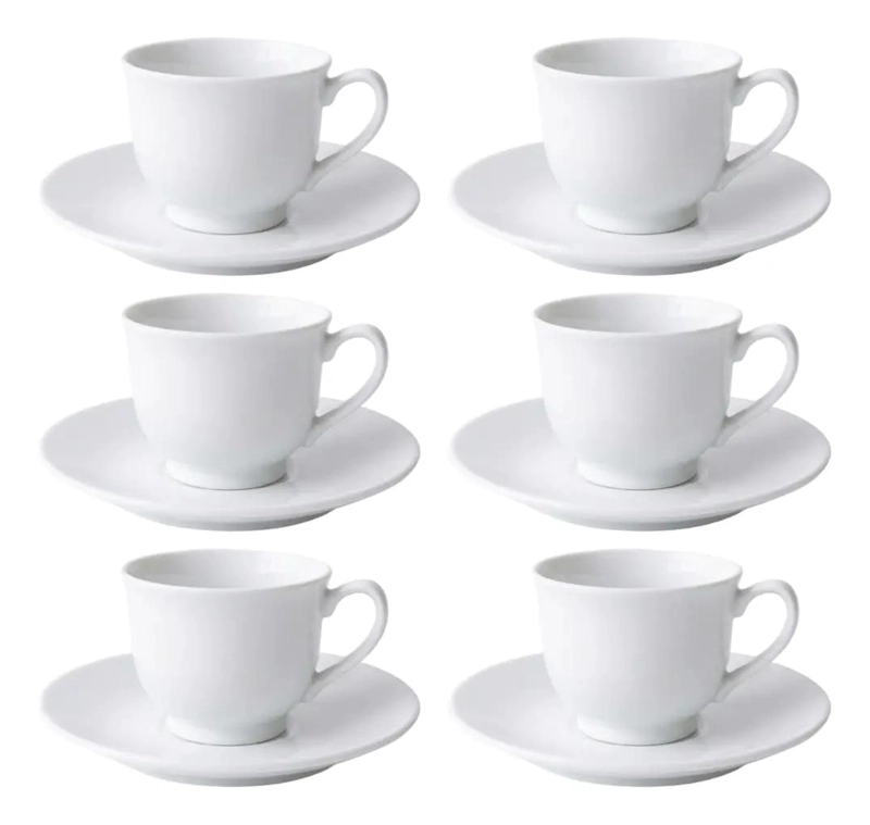 SET 6 TAZAS ESPRESSO CON PLATILLO 90 ML CERAMICA - 1