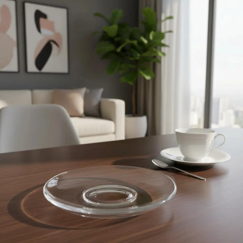 SET DE 12 PLATILLOS DE VIDRIO TRANSPARENTE 17 CM - 2