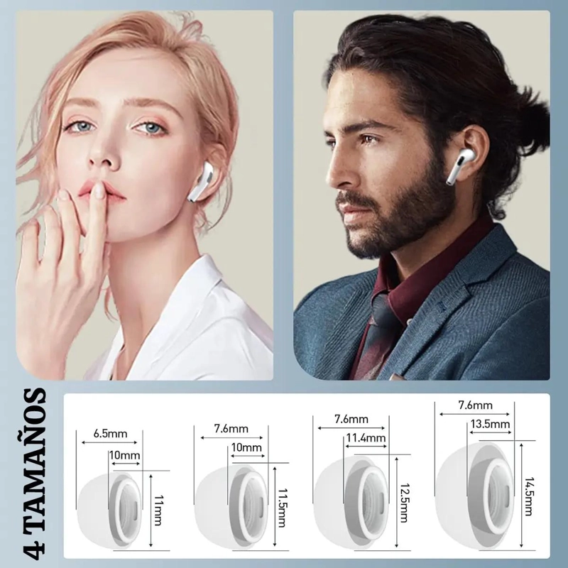 4 PARES ALMOHADILLAS REPUESTO PARA AIRPODS PRO 1 Y 2 CON - 3