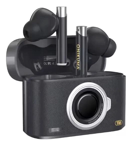 AUDIFONOS INALAMBRICOS IN-EAR DISEÑO CAMARA T18 NEGRO - 1