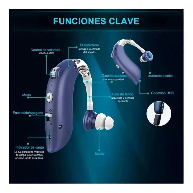 AUDIFONO RECARGABLE PARA SORDOS CON CONTROL DE VOLUMEN - 4