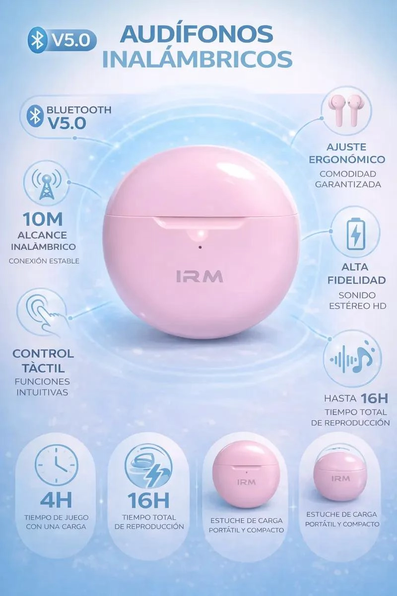 AUDIFONOS INALAMBRICOS BLUETOOTH V5.0 CON SONIDO CLARO - 2