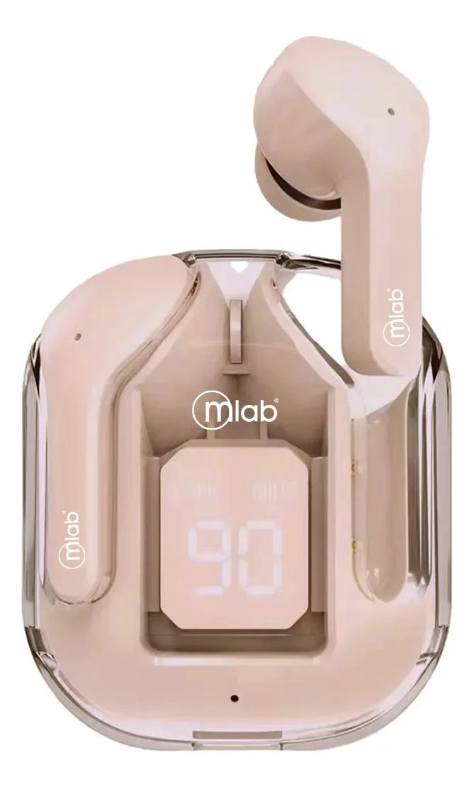 AUDIFONOS TWS GLASS CRYSTAL CON ESTUCHE DE SILICONA ROSA - 2