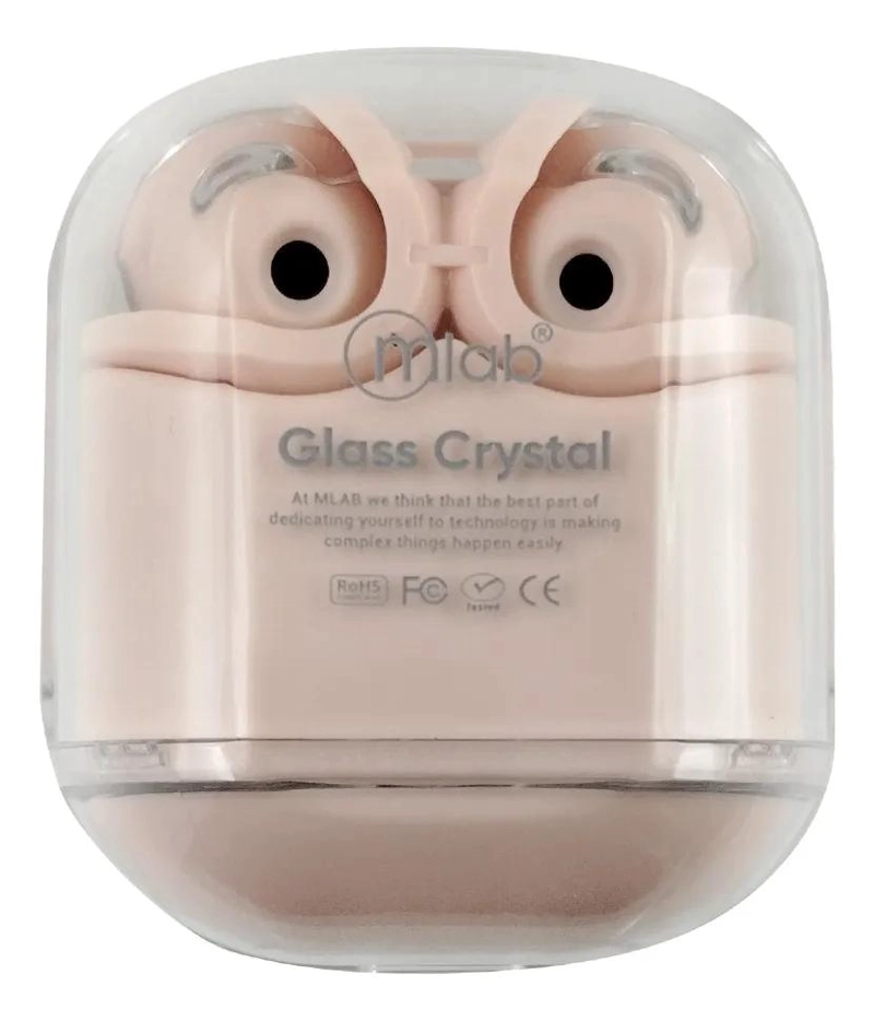 AUDIFONOS TWS GLASS CRYSTAL CON ESTUCHE DE SILICONA ROSA - 4