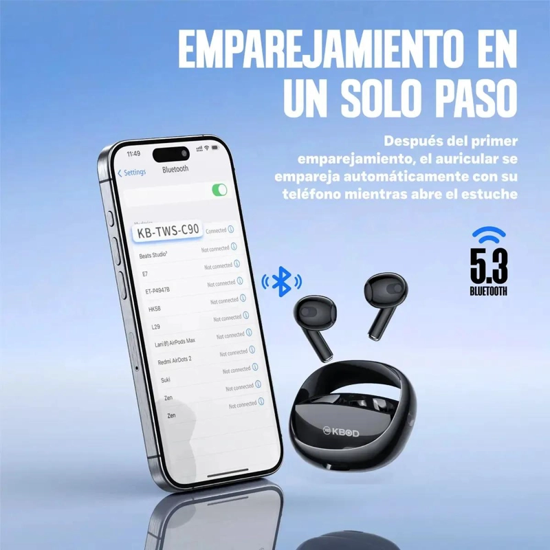 AUDIFONOS INALAMBRICOS TWS-C90 CON MICROFONO Y ESTUCHE - 5