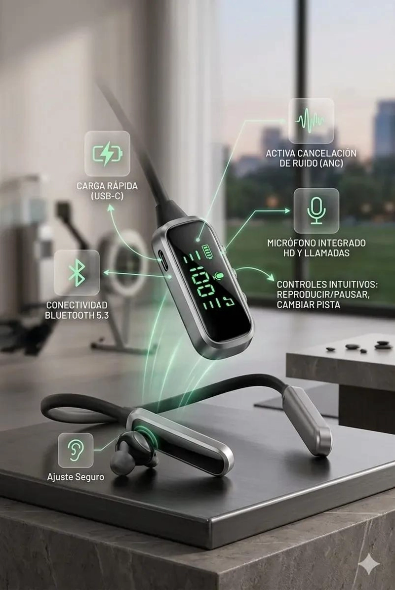 AUDIFONOS BLUETOOTH DEPORTIVOS INALAMBRICOS BATERIA 48H - 4