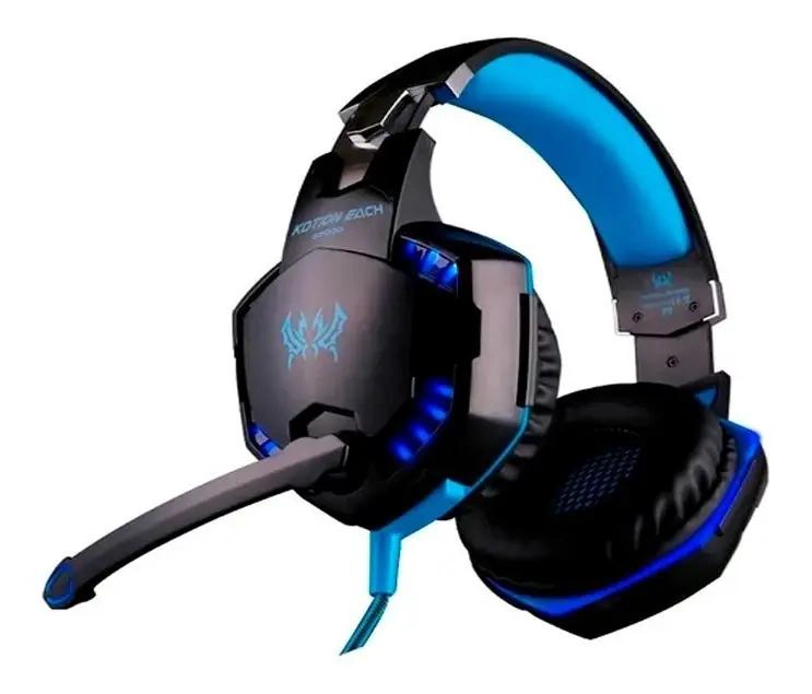 AURICULARES GAMER CON LUZ LED NEGRO Y AZUL - 4